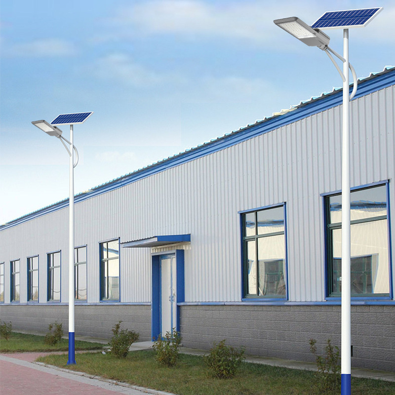 Lámpara de calle solar lámpara de jardín al aire libre conjunto completo con poste de luz 6 m lámpara de jardín Super brillante de alta potencia rural lámpara de calle LED