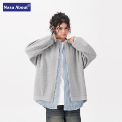 NASAアメリカのストライプの偽の2つのカーディガンの女性の男性の2024秋の怠惰な風のゆったりしたカジュアルなコートのカップル