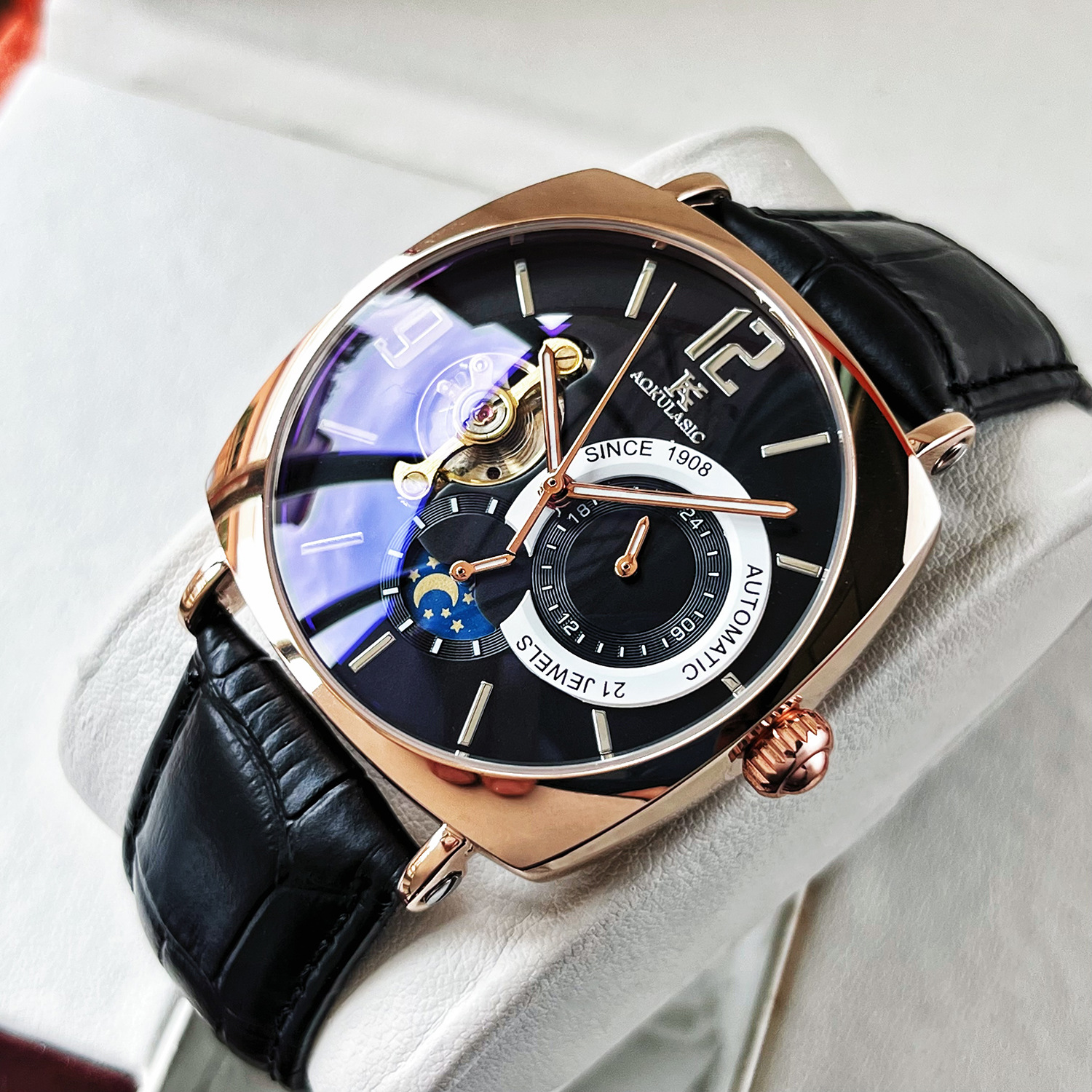Men's Automatic Mechanical Watch Stylish Square Wristwatch_voghion.com