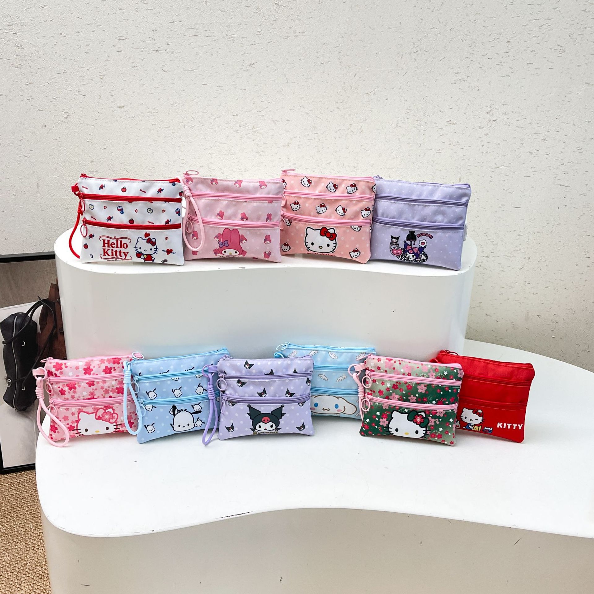 Children's Coin Purse Original Cute Cartoon Three-Layer Passport Bag Multi-Functional Document Storage Travel Card Holder Portable Small