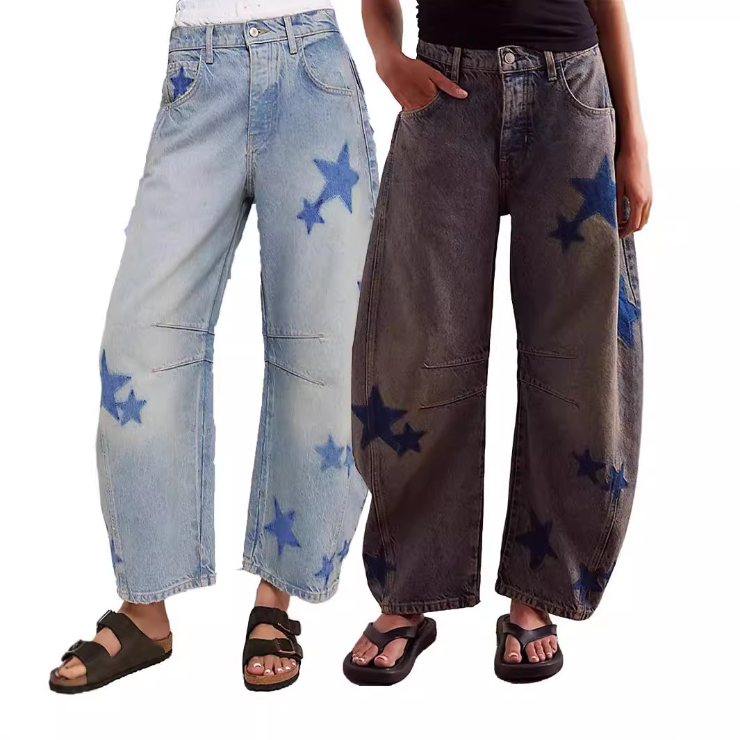 Vintage Low-Rise Flare Jeans For Women – Distressed Washed Denim With Embroidery (S-L, 90s Retro Street Style)_mkmklike.com
