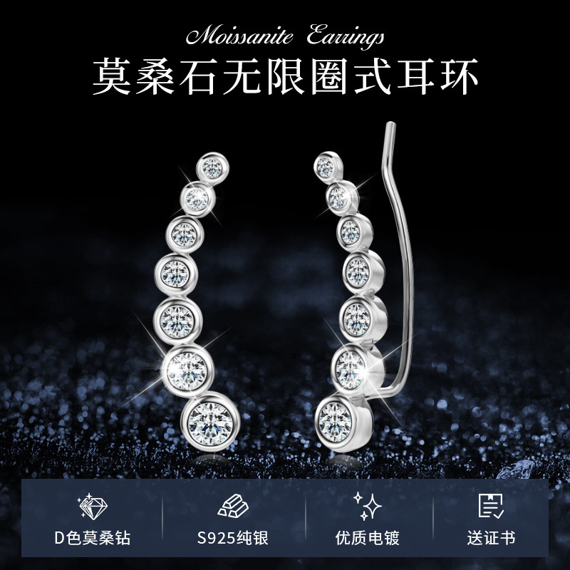 Cross-Border Japanese and Korean Trendy Personality Earrings with a High-End Feel, 925 Sterling Silver Plated with 18K Gold, Moissanite Earrings for Women, Wholesale for Foreign Trade