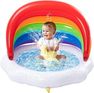 Factory supply PVC inflatable children Rainbow sunshade fountain dolphin animal outdoor water sprinkling pool dinosaur