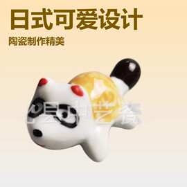 狸陶瓷日式杂货  筷子架筷架筷托 陶瓷可爱摆件 创意家居摆件