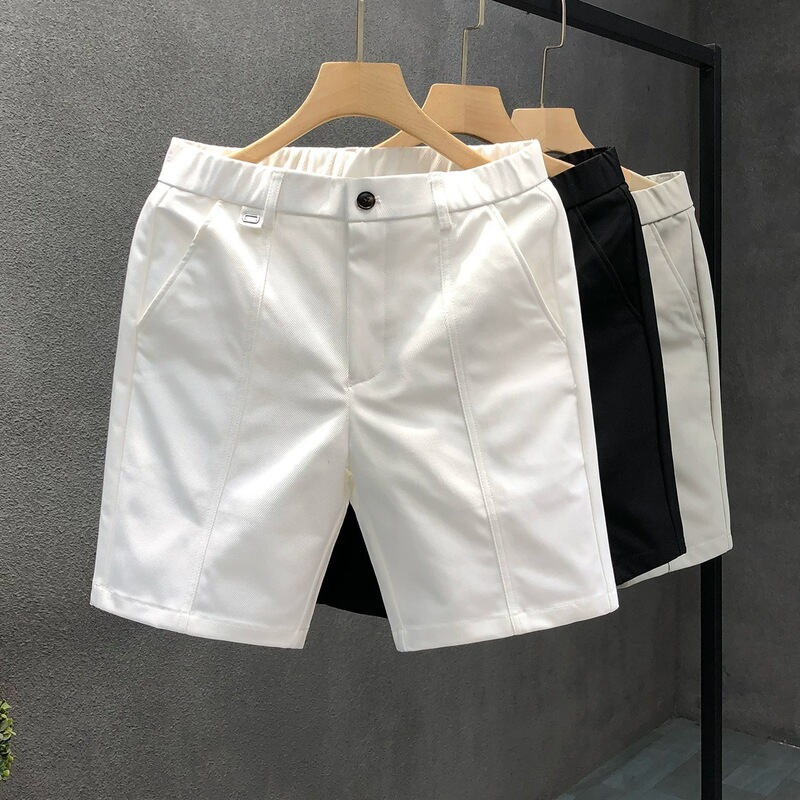 High-End White Casual Shorts for Men, Straight-Leg Short Suit Pants, 2026 Summer New Style Men's Knee-Length Shorts High-End White Casual Shorts for Men, Straight-Leg Short Suit Pants, 2026 Summer New Style Men's Knee-Length Shorts