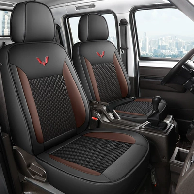 Wuling Rongguang New Card Seat Cover Small Card Double Row Single Row Car Cushion Ice Doudou Special All-inclusive Truck Seat Cover (Modelə uyğun (Original) oturacaq örtükləri) - premium-cafe-double-seat-standard-edition-rongguang-small-card-rongguang-new-card