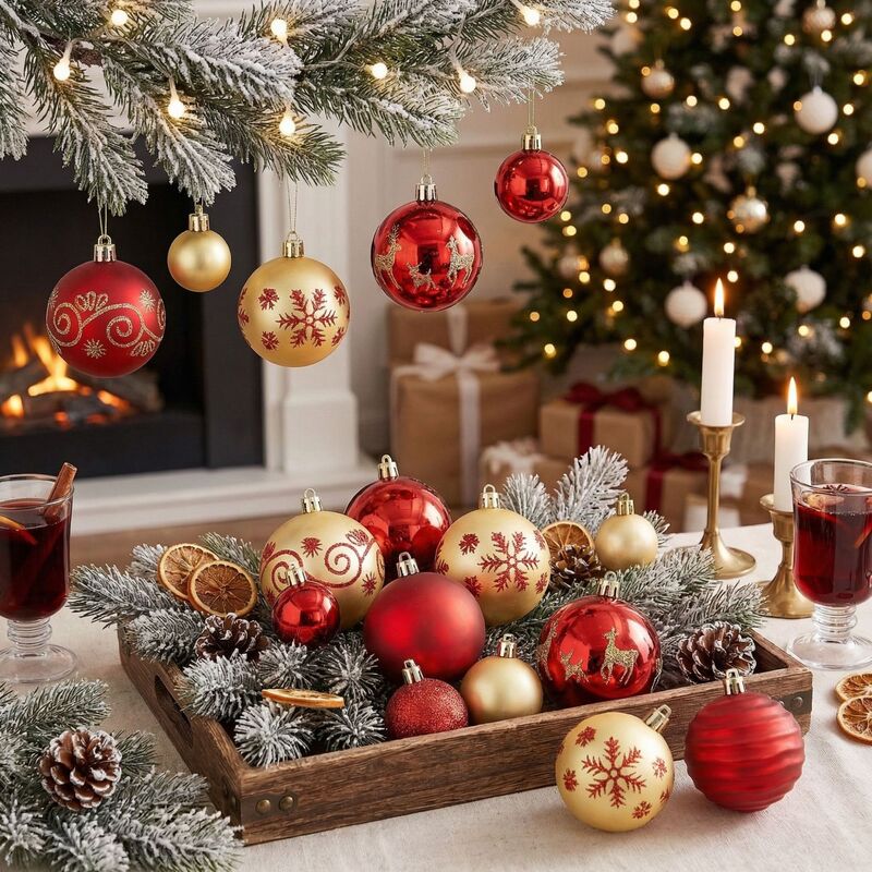Cross-Border Amazon Hot-Selling 44-Piece Set of Electroplated Painted Balls 3-6cm Christmas Balls Christmas Tree Decorations Hanging Ornaments Cross-Border Amazon Hot-Selling 44-Piece Set of Electroplated Painted Balls 3-6cm Christmas Balls Christmas Tree Decorations Hanging Ornaments