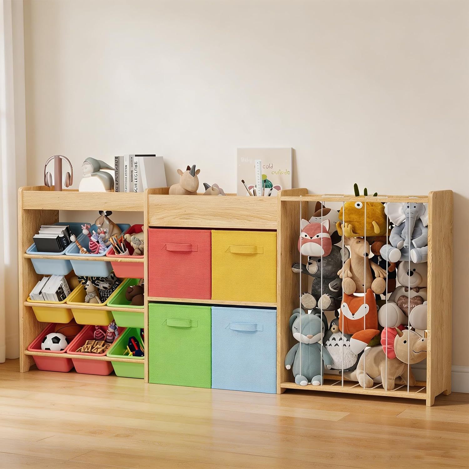 Cross-border Wooden Children's Toy Rack Storage Shelf Montessori Children's Toy Storage Rack Picture Book Rack Children's Bookshelf
