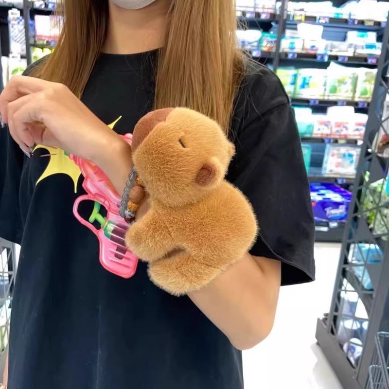 Muñeca de peluche de carpincho (Kapibara) - Pulsera de muñeca con títere de mano - Juguete de peluche suave
