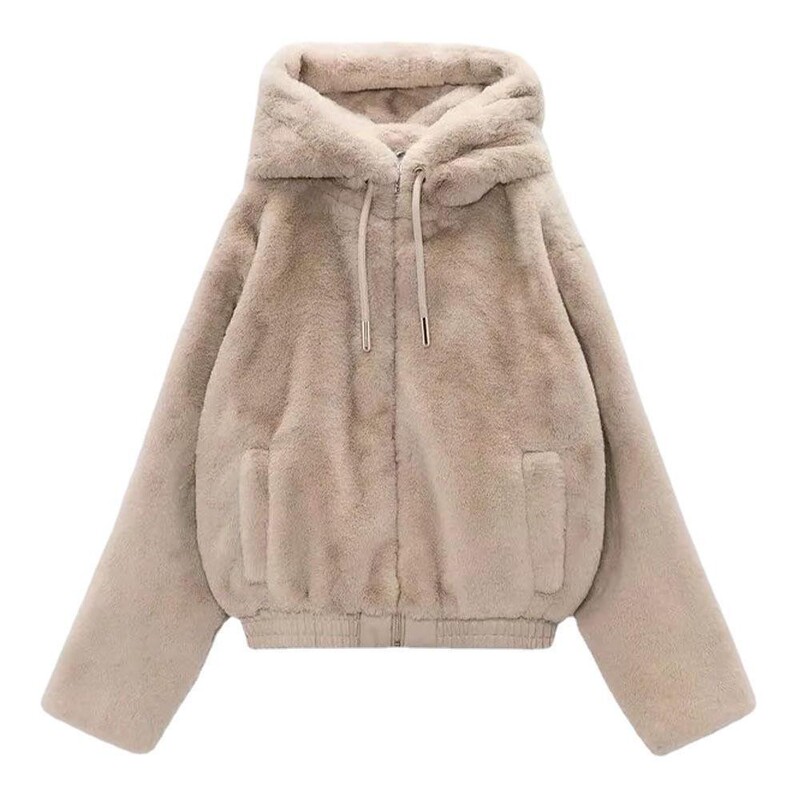 6318234TAOP & ZA new faux fur effect hooded jacket coat 06318234711