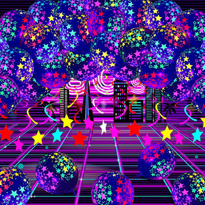 Happy Birthday Neon Glow Balloons Glow in Blacklight Fluores|ru