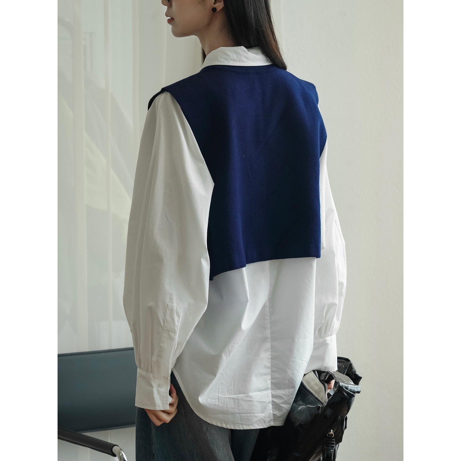 Lufu principios de otoño nuevo japonés de moda punto chaleco suelto cómodo apilado cintura Alta Chaleco casual chaleco para las mujeres image 5