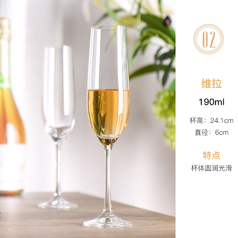 Ventaje de alto valor simple de importación checa sin plomo cristal taza de champagne taza de pies altos taza de champagne europea en forma de tulipan