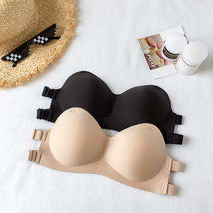 Thin One-line Waiver Strapless Chest Wrapping Sexy Gathering Invisible Anti-running Light Underwear Women's Strapless Bra Without Rings