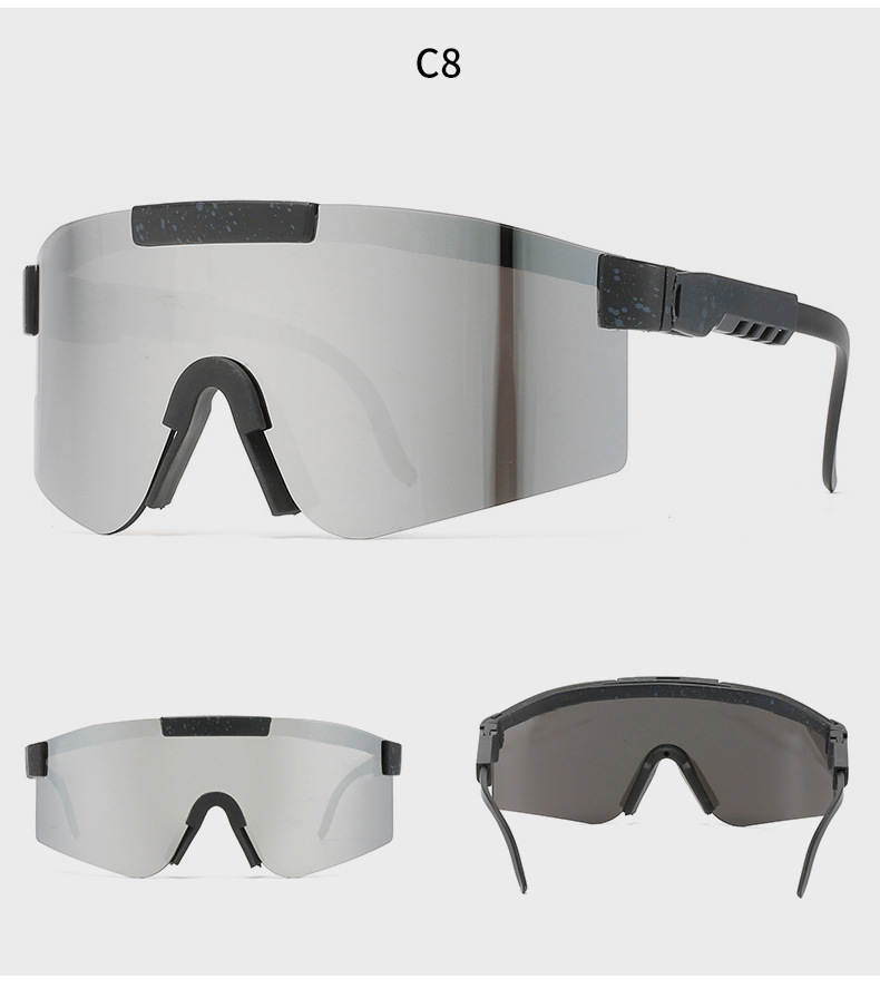 90g Weight Half Frame Glasses Structure Sunglasses Classification Tac, UV400 Protection Lens Material Biker Glasses Style Travel, Fishing Occasion All Seasons Season Unisex Gender Grey, Black Color Exaggerated Punk Streetwear Color Block Tac UV400 Protection Biker Half Frame Sports Sunglasses 14