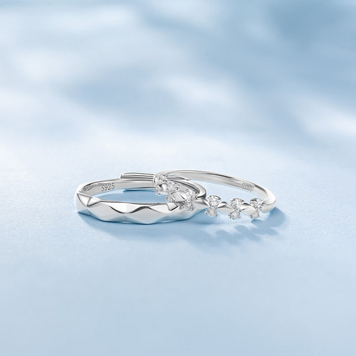 S925 sterling silver crowning love couple ring pair of light luxury niche design open ring for men and women wholesale