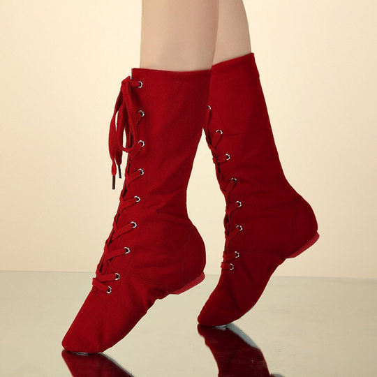 [7085 People] Extended High-Top Jazz Shoes, Pole Dance Shoes, Modern Dance Jazz Boots, Men's Soft Soles