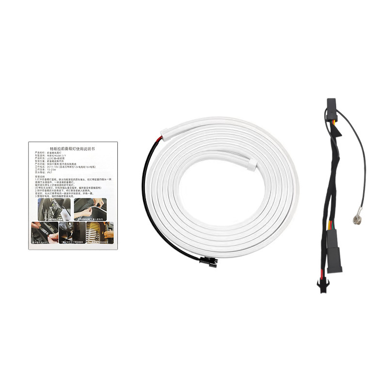 Luz de streamer especial para maletero, luz de ambiente de iluminación de caja delantera de Tesla, luz blanca, luz cálida, conmutación de dos colores