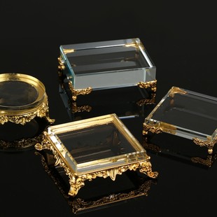 Pyramid Small Ornaments Crystal Metal Light Luxury Base Jewelry Display Plate Mineral Standard Hand-Made Seat Decoration
