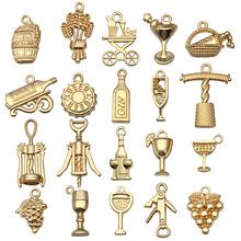 跨境亚马逊合金饰品复古红酒葡萄配件diy手链项链钥匙扣挂件吊坠