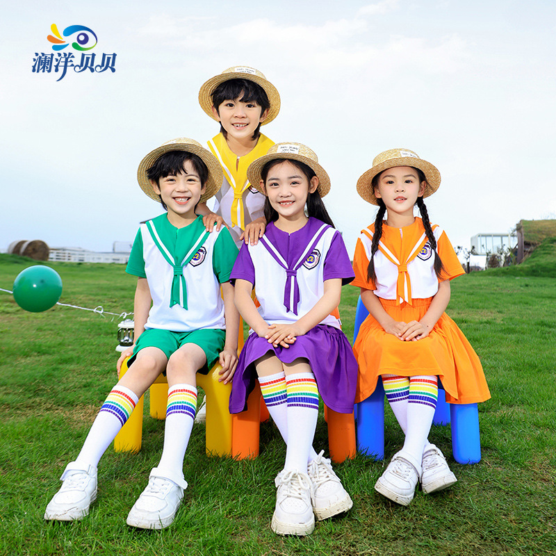 夏季校服套裝小學生短袖運動兩件套幼兒園園服六一演出服啦啦隊服