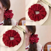 赵露思同款大肠发圈法式精梳棉蕾丝发圈少女镂空花边大号发绳发饰