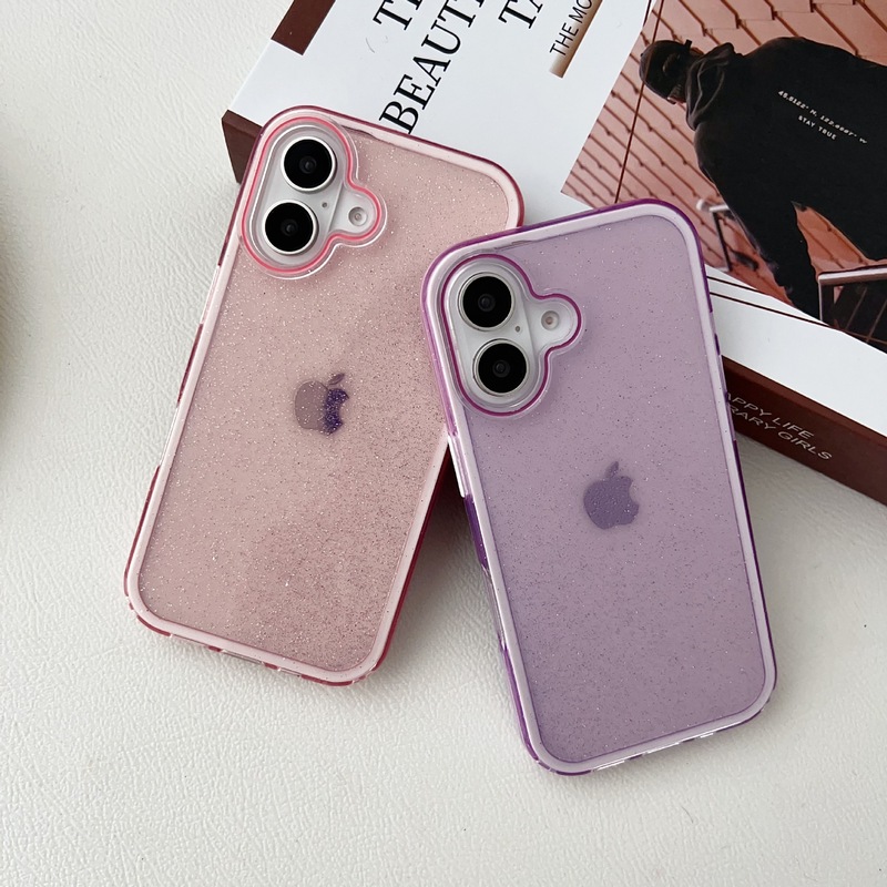 シンプルでApple 16Proに適した透明なグリッターiPhone15Promax用スマホケース、フルカバー13/14用スマホケース|undefined