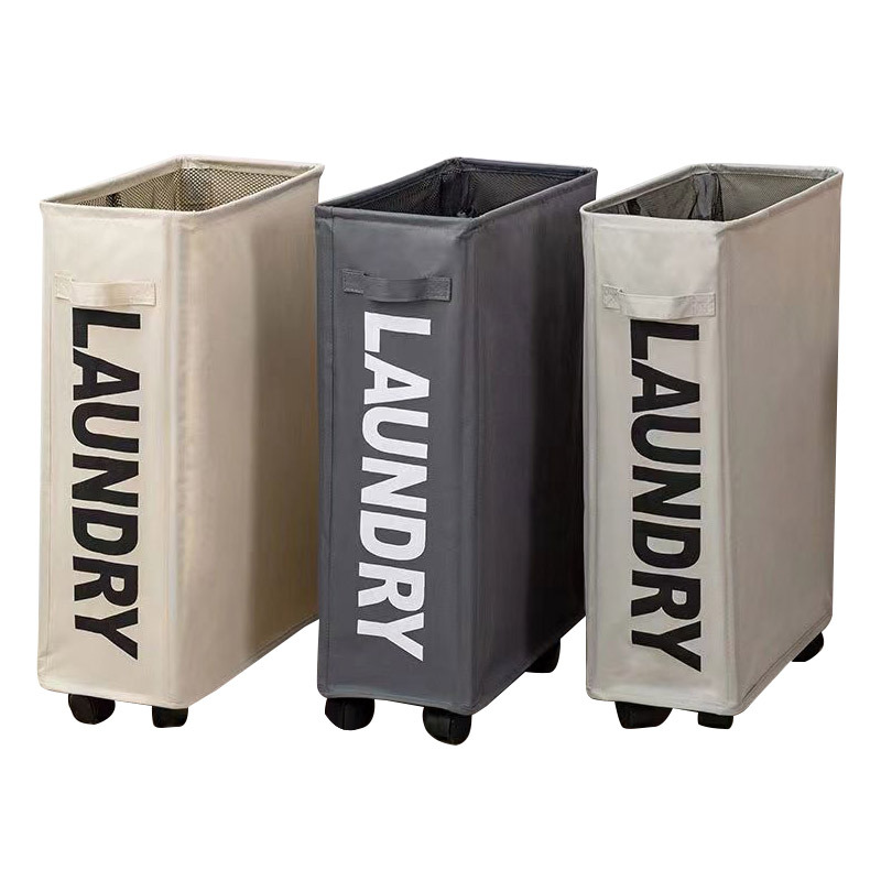 Cross-border Yoga Mat Storage Basket Fabric Folding Storage Laundry Basket Dirty Clothes Basket Oxford Cloth Storage Box Household Wheels