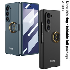 Samsung ZFold7 携帯電話ケース、折りたたみスクリーンケースとフィルム一体型パーソナライズされたリングバックル、細かい穴保護、超薄型ソリッドカラーに適しています。