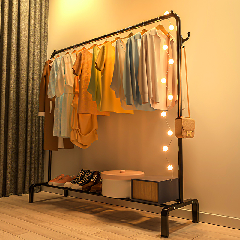 Single-pole indoor drying rack, household balcony hanger, foldable dormitory student clothing and hat rack, bag rack