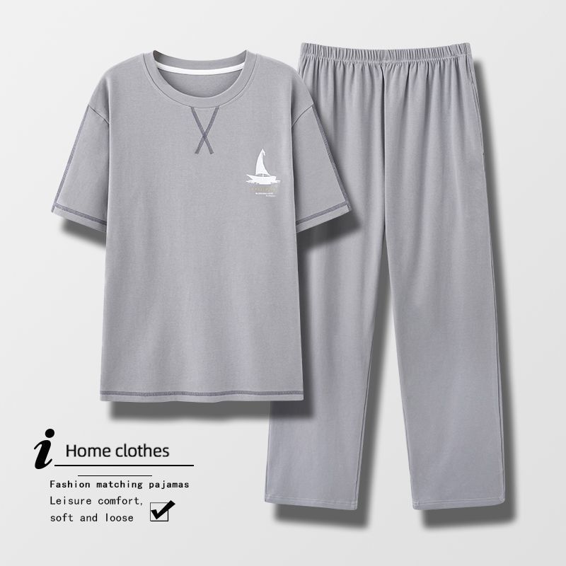 100% pijamas pantalones de algodón de manga corta de verano para hombres ropa para el hogar traje de verano Delgado suelto más tamaño