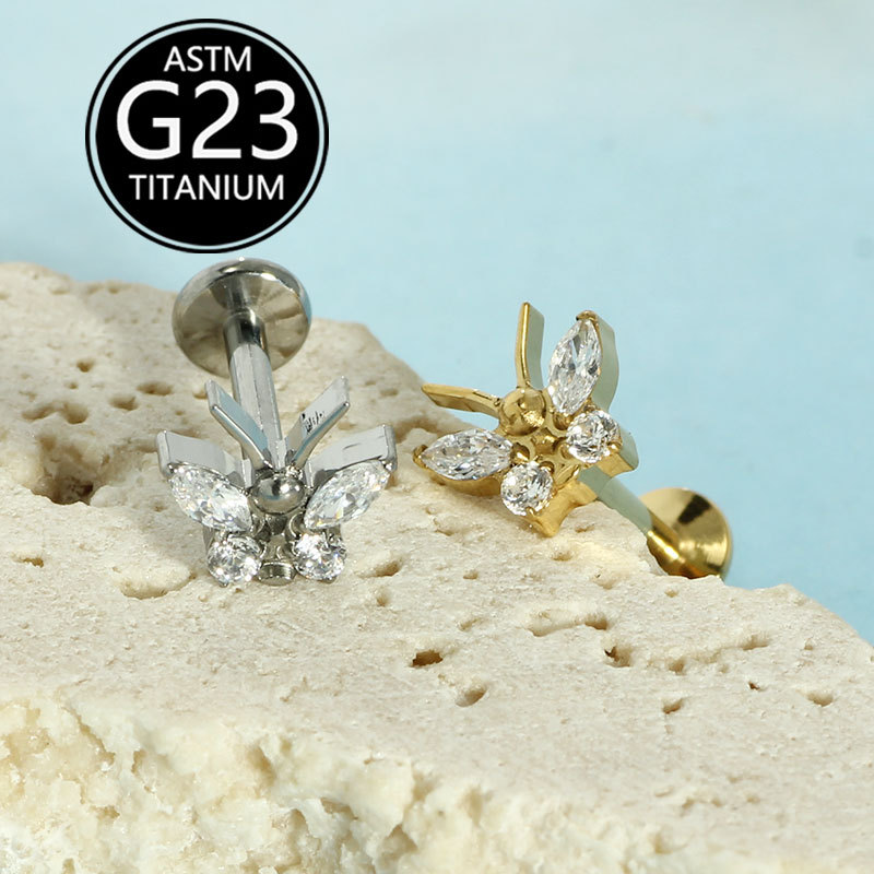 Labret piercing jewelry detail image