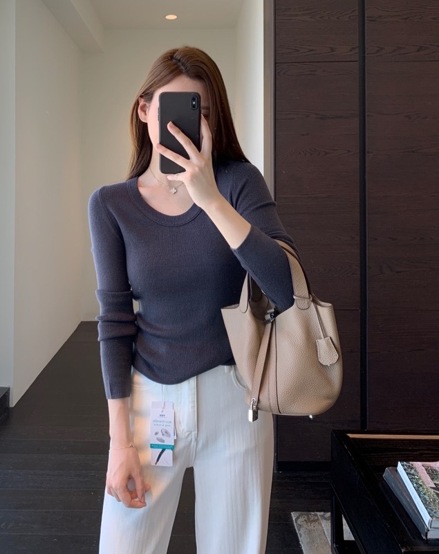 时髦U领 客供羊毛混纺舒适保暖针织毛衣女打底衫秋冬新|undefined