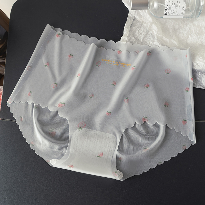 Chica de seda de hielo de fresa sin costuras estilo delgado de secado rápido estudiante entrepierna de algodón puro cintura media niña mujer antibacteriana refrescante