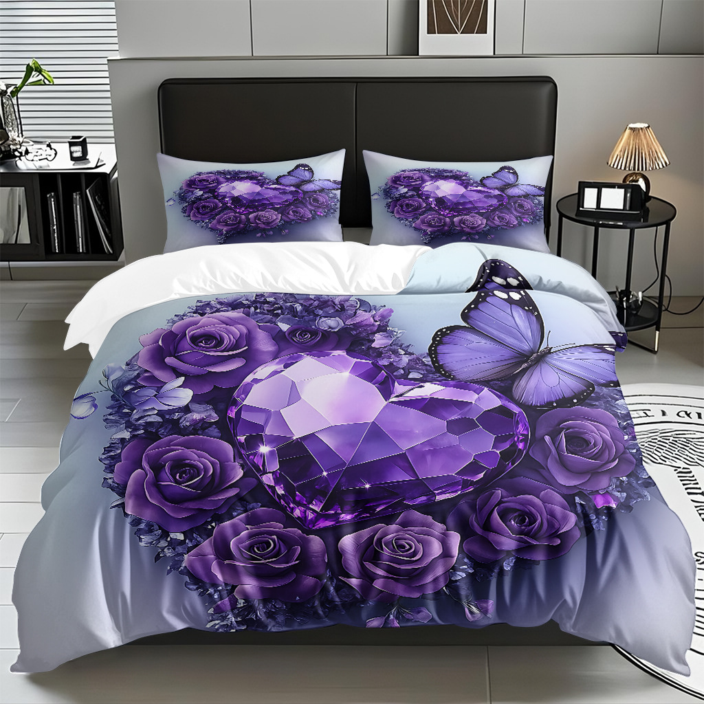 TEMU / JIT multivariado rosa digital impresión set edredón suave piel transpirable fábrica de origen textil