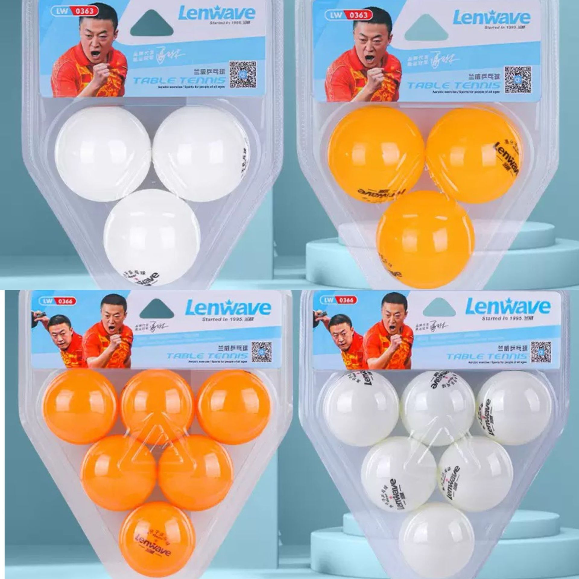 Lanwei 0366 one-star polymer competition training table tennis six loaded two-star high-elastic table tennis wholesale
