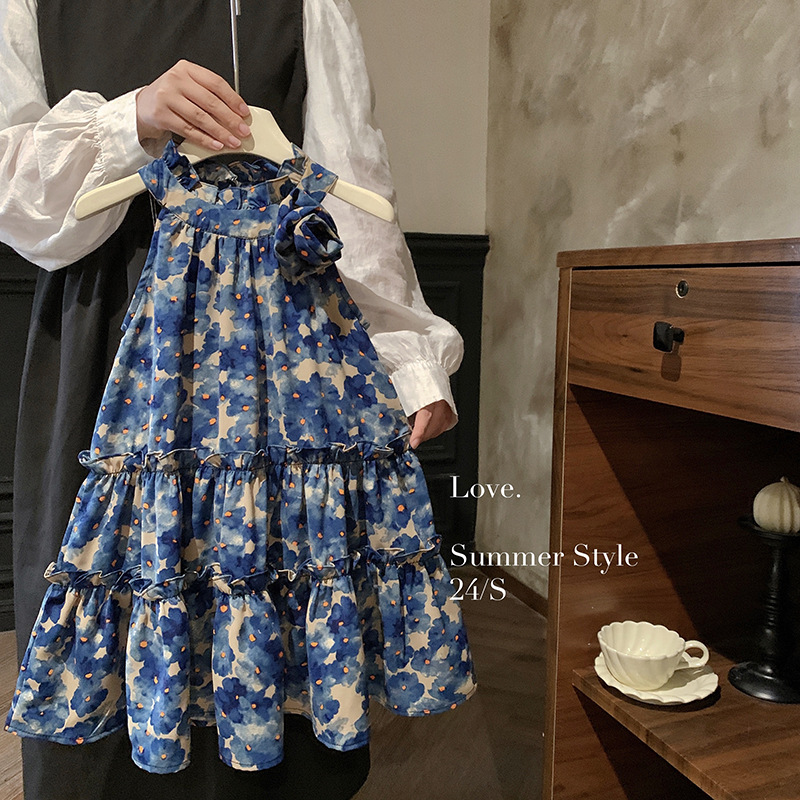 Girls' Summer Dress 2026 New Stylish Children's Summer Princess Dress Floral Sleeveless Dress for Older Girls