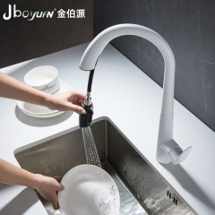 Xiaohongshu Kitchen Swan Neck Pull-out Hot and Cold Water Faucet for Washing Dishes and Vegetables, Made of 304 Stainless Steel