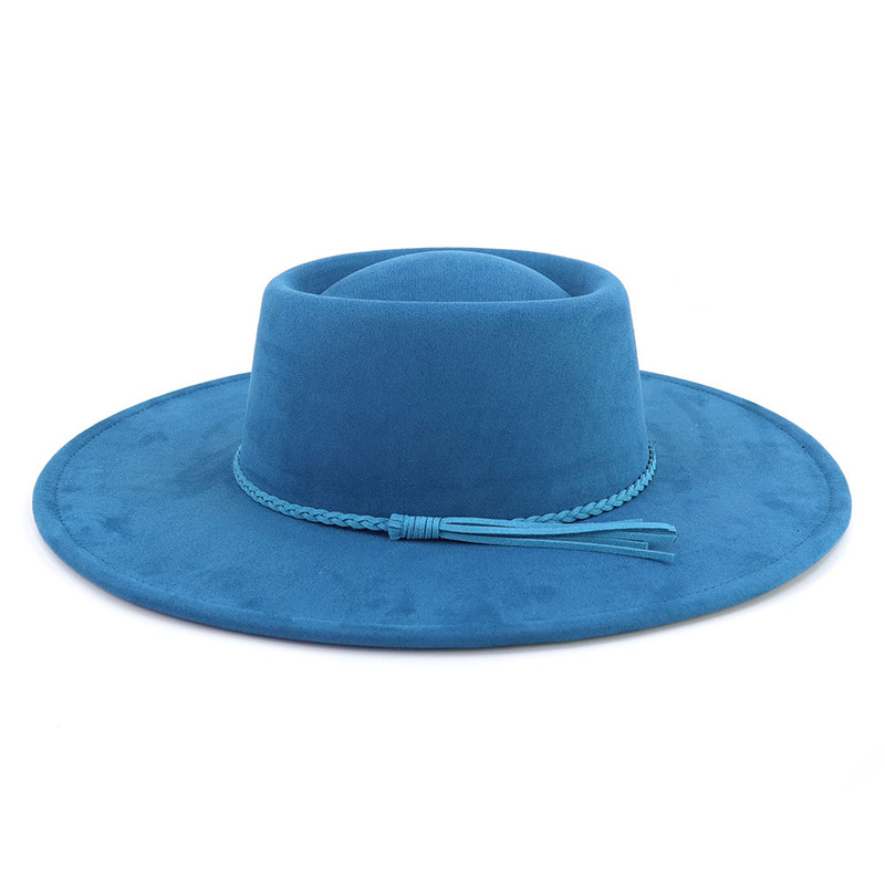 Cross-border AliExpress wish Amazon ebay suede top hat men and women couple big brim hat flat edge Gentleman hat