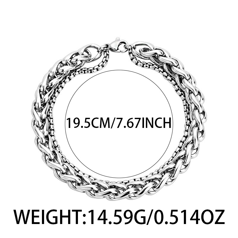 Cross-Border Double-Layer Titanium Steel Dragon Bone Bracelet for Men, Light Luxury Fashion Style, High-End Feel, Simple and Versatile, Personalized Design Jewelry