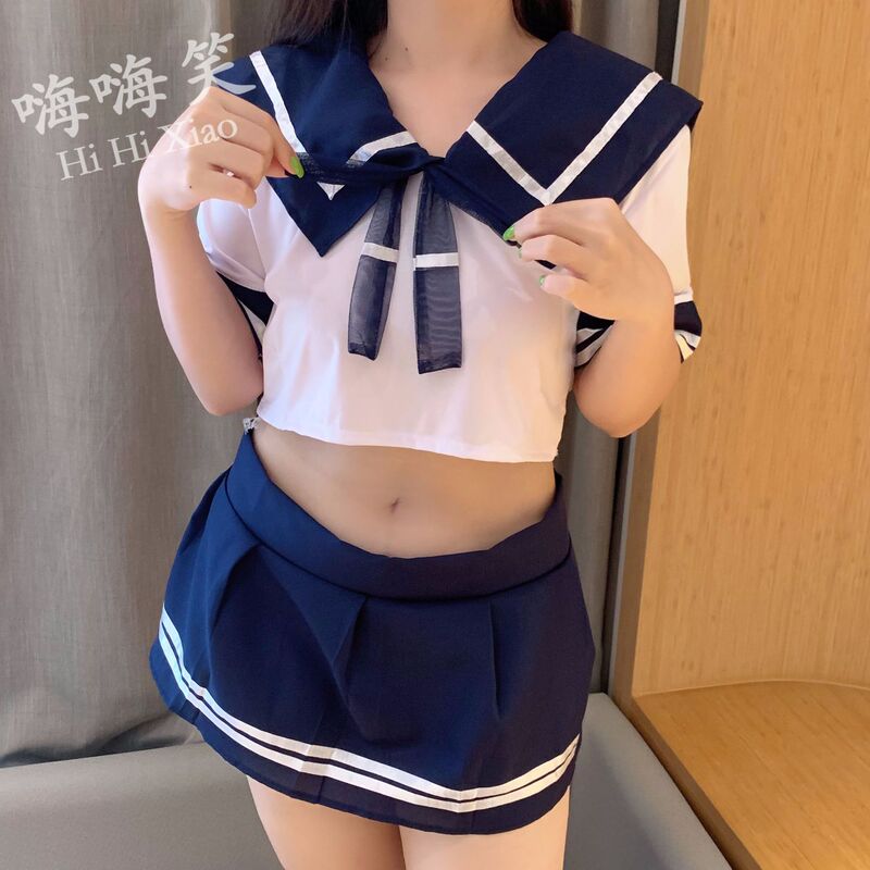 Two hundred catties of fat sister cute pure sexy skirt student sailor fun suit KTV hotel uniform Two hundred catties of fat sister cute pure sexy skirt student sailor fun suit KTV hotel uniform