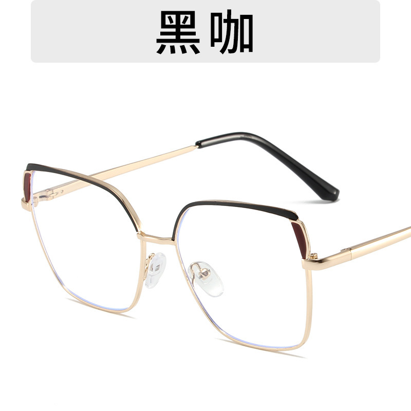 Gran marco cuadrado espejo llano metal anti-Luz Azul 2023 nueva cara llana europea y americana se puede equipar con gafas de miopía marco color a juego moda