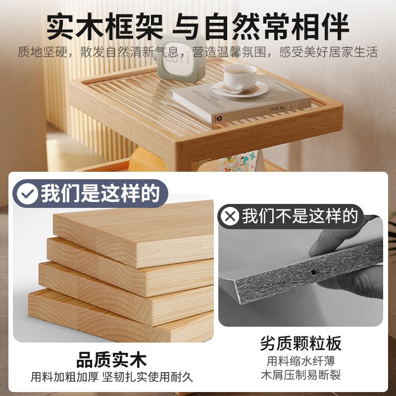 Mesa lateral del sofá, sala de estar, hogar, armario lateral de madera maciza, armario lateral, lujo ligero, casillero de almacenamiento de troncos de alta calidad, mesa de esquina