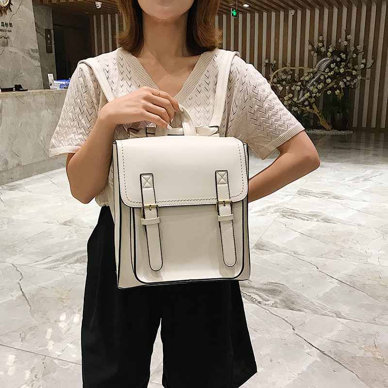 New fashion trend pu leather double backpack casual retro backpack stereotyped student schoolbag ladies backpack_voghion.com
