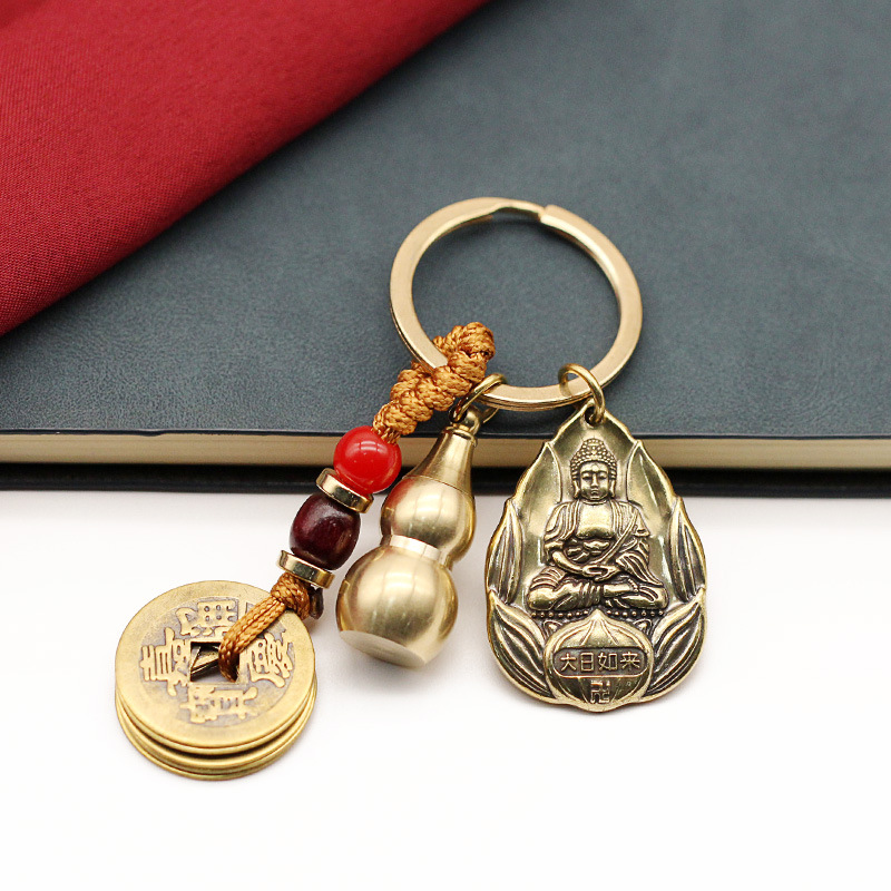 Round card of Great Sun Tathagata [Sheep and Monkey] + Brown Rope + Gourd