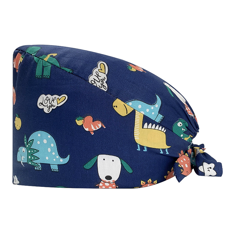 Gorro quirúrgico de algodón puro de las mujeres impreso ajustable calabaza tapa confinamiento quimioterapia a prueba de polvo puntera enfermera trabajo sombrero hombres