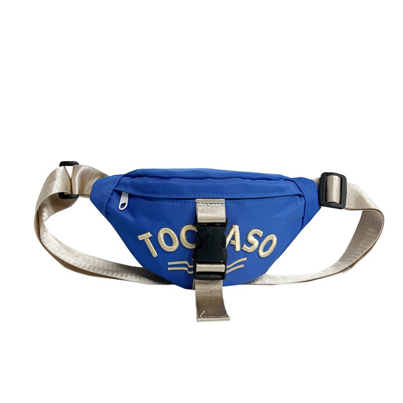 Riñonera para niños con letras de estilo occidental Versión coreana Bolsos de pecho para niños y niñas de moda fresca y popular Bolsos para niños de lona de moda nueva