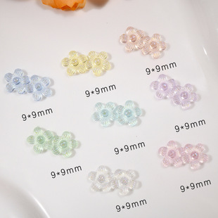 Ice through five petal flower nail jewelry wholesale new three-dimensional flash flower nails earrings diy resin material bag