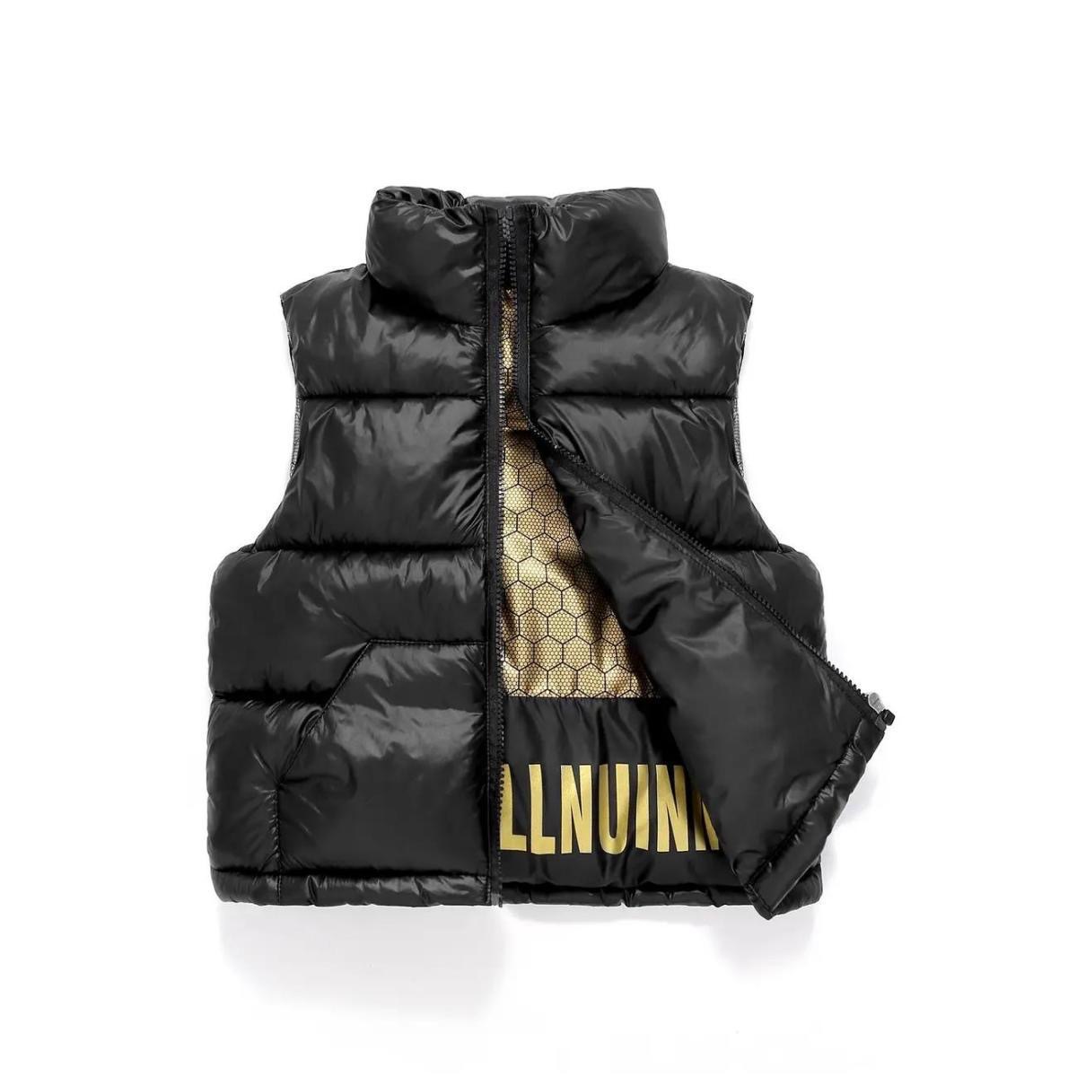 Niños chaleco de algodón de pluma de oro negro 2024 clip de hombro para niños niñas ropa de algodón gruesa y caliente