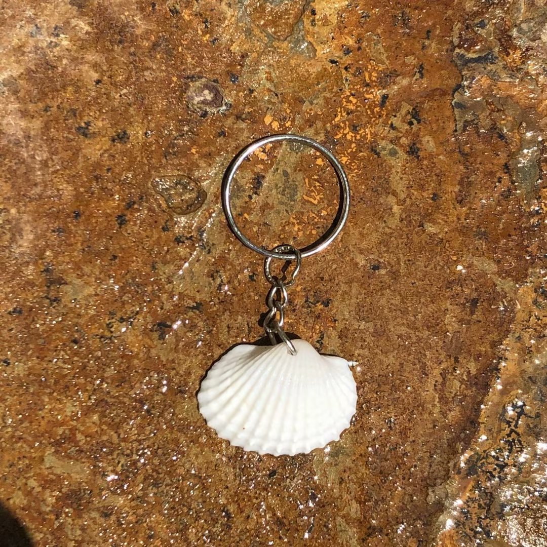 흰색 코코넛 껍질 열쇠고리